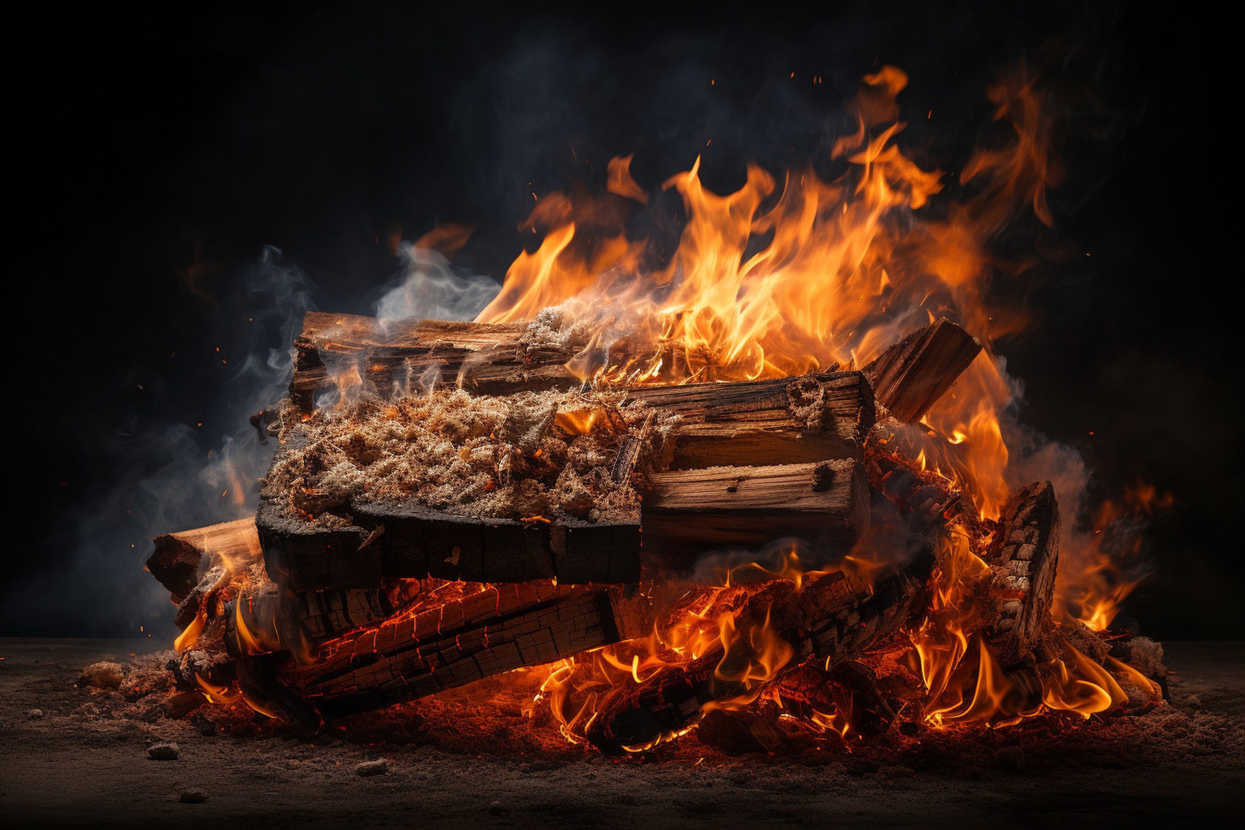 Flames on wood